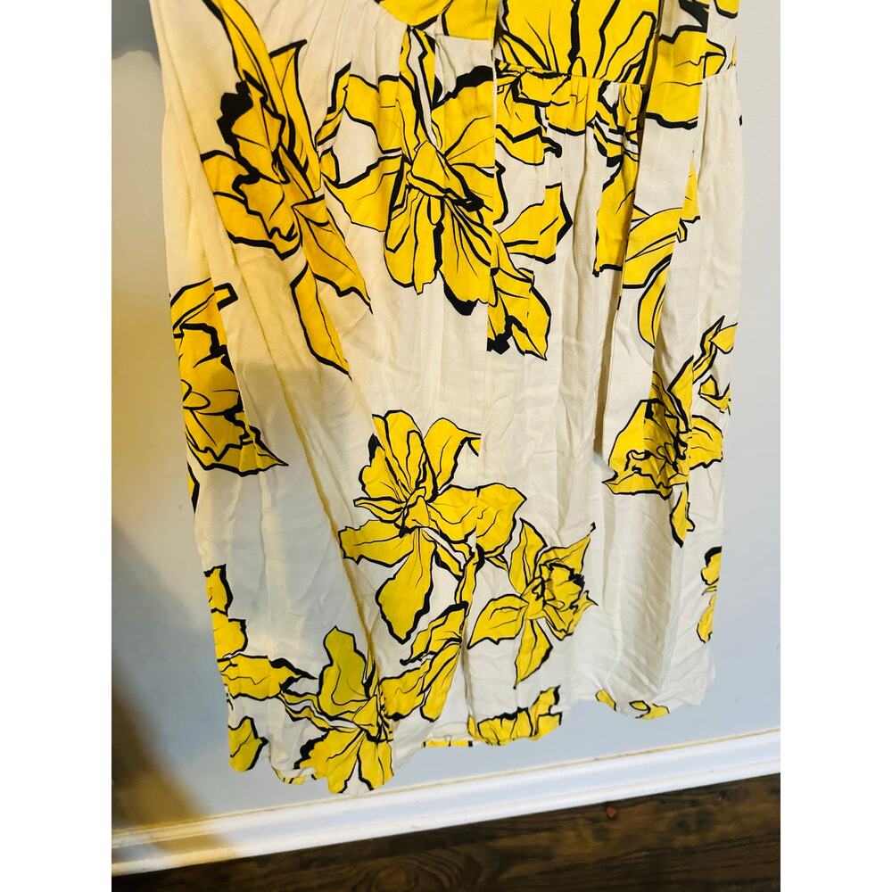 SLATE & WILLOW ANTHROPOLOGY Yellow White Floral Saskia Front Button Dress XS - Picture 9 of 13